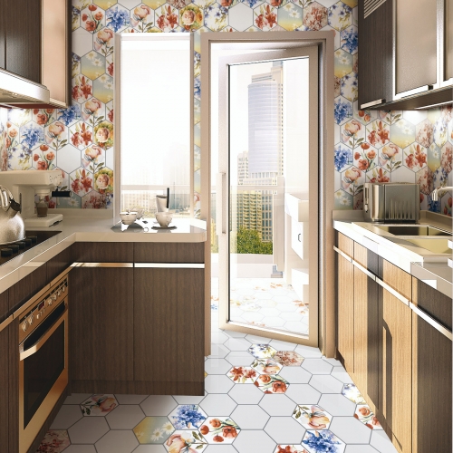 Ceramic Hex Kitchen Tiles